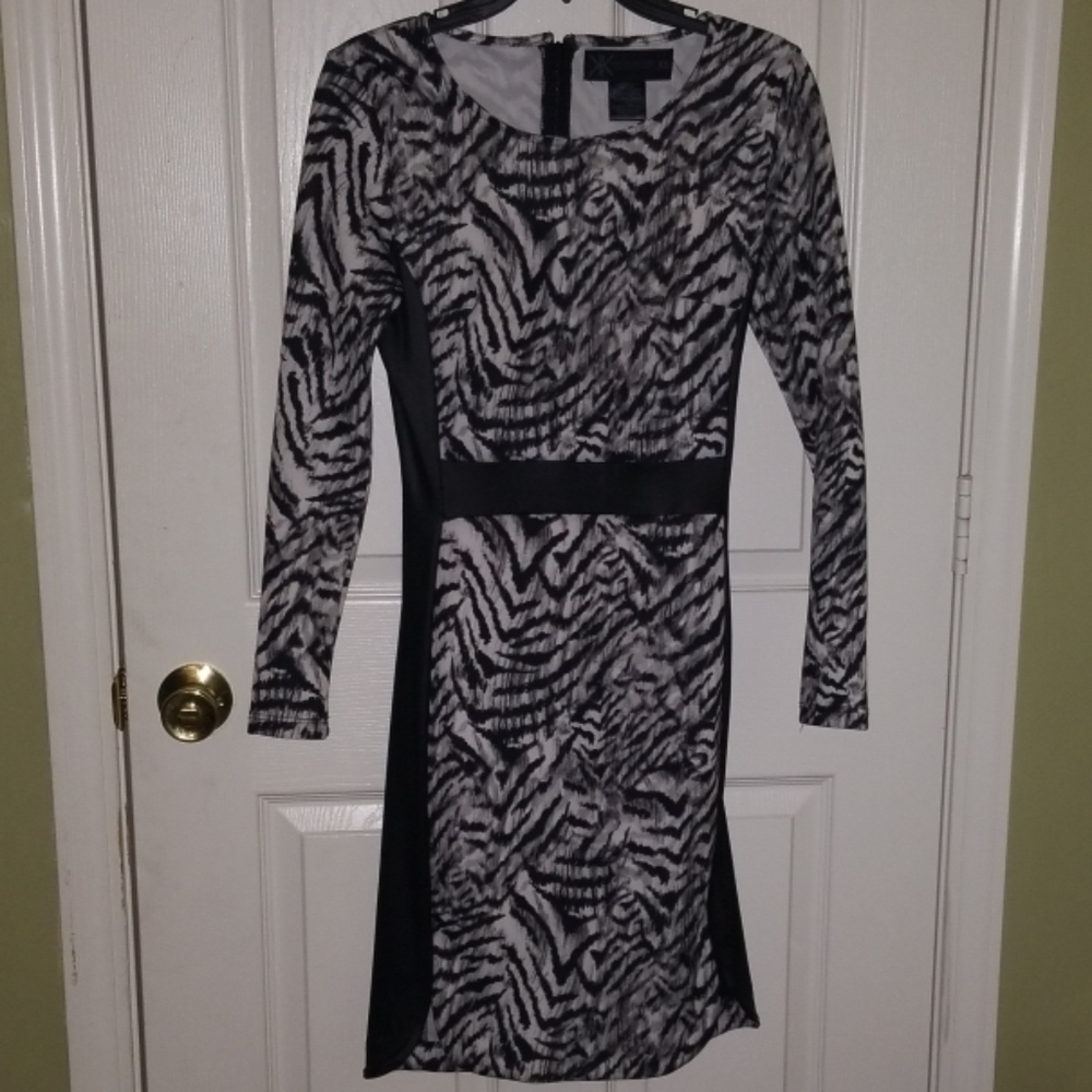 Zebra print dress by Kim Kardashian w/ faux leathe